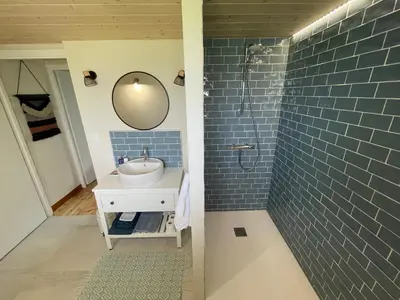 Salle de bains dans l'établissement Studio cosy en pleine campagne