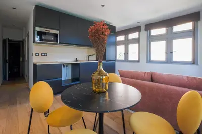 Cuisine ou kitchenette dans l'établissement HONORÊ SUITE VUE SAONE