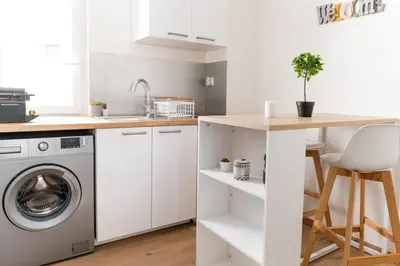 Cuisine ou kitchenette dans l'établissement Cozy and Elegant Studio Bellecombe District Lyon 6th