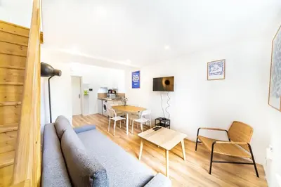 Coin salon dans l'établissement The Buisset cozy 4-person apartment in La Mulatière