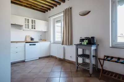 Cuisine ou kitchenette dans l'établissement AllinLyon | Vue place Célestins