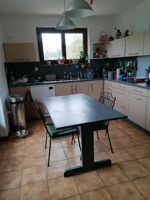 Cuisine ou kitchenette dans l'établissement Une halte aux portes de Bourgoin