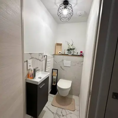 Salle de bains dans l'établissement Spacieux, lumineux, chic ,60m2 au coeur du Lyon 6ème -Quartier Foch- avec grand balcon