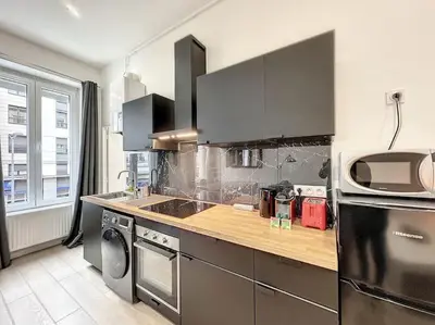 Cuisine ou kitchenette dans l'établissement Cosy appart - lyon 6 - Gare Partdieu - Lafayette 1