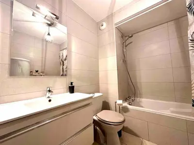 Salle de bains dans l'établissement Lumineux T1 : balcon, TV sat&VOD, proche Part-Dieu & Université