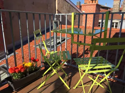Balcon ou terrasse dans l'établissement Les Toits de Lyon au coeur du centre-ville tout à pied