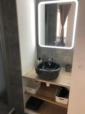 Salle de bains dans l'établissement Joli logement au centre de Trévoux