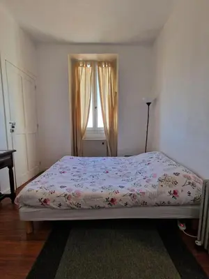 Un ou plusieurs lits dans un hébergement de l'établissement Apartment close to Lyon and Parc de Parilly