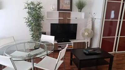 Télévision ou salle de divertissement dans l'établissement Studio cosy 33 m² limite Lyon. Parking privatif.