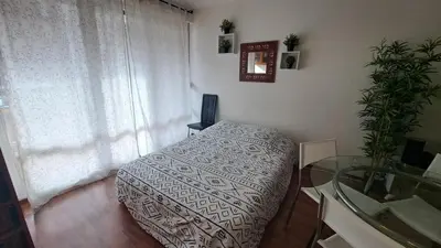 Un ou plusieurs lits dans un hébergement de l'établissement Studio cosy 33 m² limite Lyon. Parking privatif.