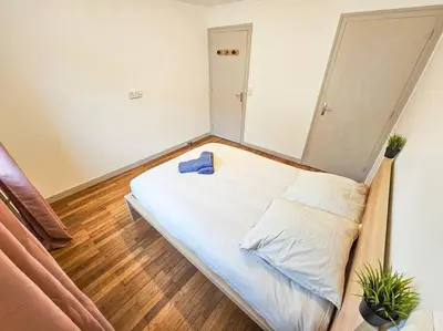 Un ou plusieurs lits dans un hébergement de l'établissement Le Bergson 3 chambres Stationnement gratuit