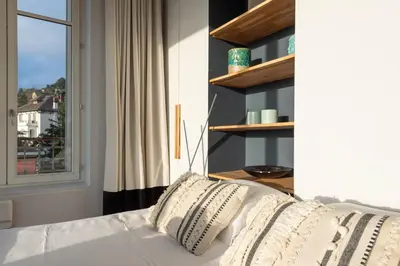Un ou plusieurs lits dans un hébergement de l'établissement Le 360 - Appt vue panoramique sur Lyon