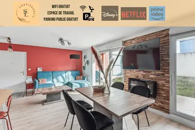 Coin salon dans l'établissement Comfort and tranquility near Lyon and Groupama Stadium, 4 personnes
