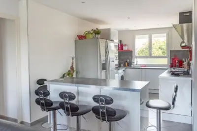 Cuisine ou kitchenette dans l'établissement Appartement Fuychaa Proche de Lyon , Eurexpo , stadium , Aréna