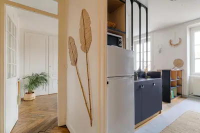 Cuisine ou kitchenette dans l'établissement Charmant et Caractère proche Tête d'Or