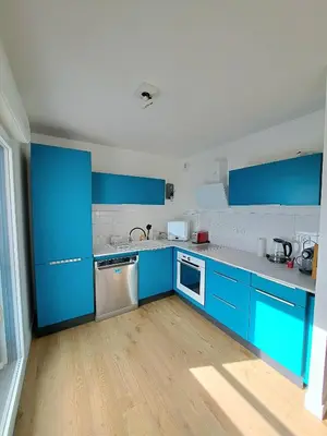 Cuisine ou kitchenette dans l'établissement Côté Parc, appart design avec terrasse