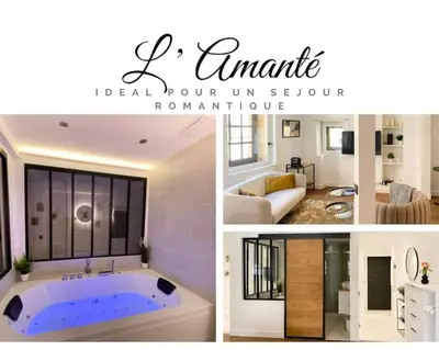 Un ou plusieurs lits dans un hébergement de l'établissement L'Amanté Spa -Balnéo -Vieux Lyon