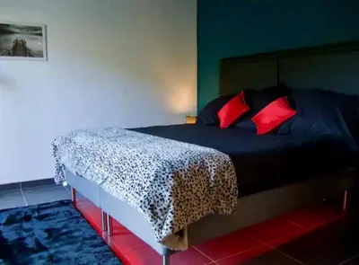 Un ou plusieurs lits dans un hébergement de l'établissement Studio Cosy, jardin privatif