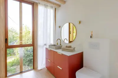 Salle de bains dans l'établissement Moulin du Buis - Bain nordique, charme et détente