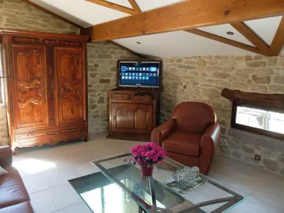 Télévision ou salle de divertissement dans l'établissement Le Grangeon 01
