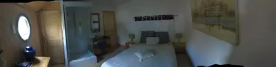 Télévision ou salle de divertissement dans l'établissement peniche l oiseau bleu