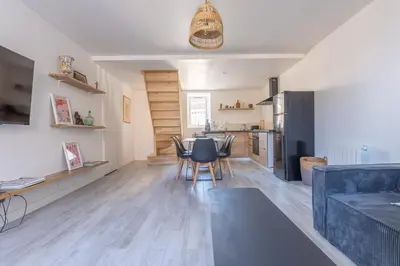 Cuisine ou kitchenette dans l'établissement Duplex proche bord de Saône