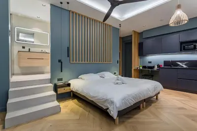 Cuisine ou kitchenette dans l'établissement Love Room Balneo Sauna Pierre Corneille !