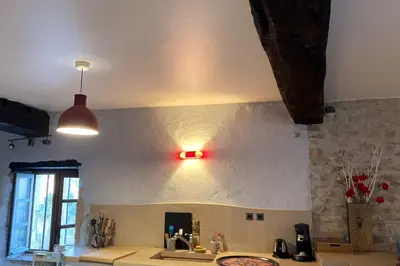 Cuisine ou kitchenette dans l'établissement Château Frontonas gîte ferme
