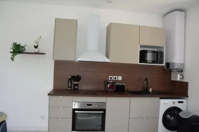 Cuisine ou kitchenette dans l'établissement Élégant T2 à Bron, Tramway à 2min, Box Parking, 4Personnes