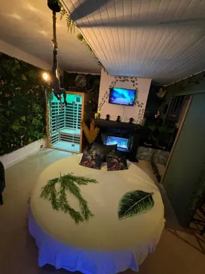 Télévision ou salle de divertissement dans l'établissement Jungle room - Lyon Est