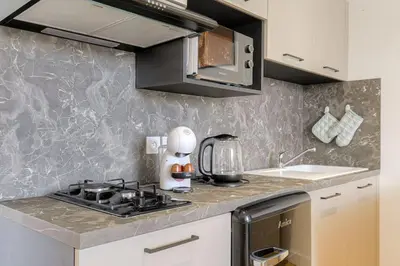 Cuisine ou kitchenette dans l'établissement Le Cologne - Les appartements de l'olivier