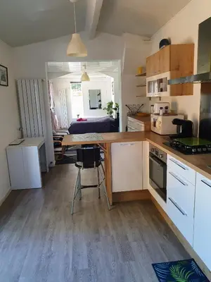 Cuisine ou kitchenette dans l'établissement Studio avec jardin-Proche LDLC-Groupama Stadium-Eurexpo-métro
