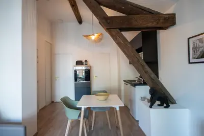 Cuisine ou kitchenette dans l'établissement Suite Kella 2 - Tassin - Beau studio rénové