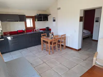 Cuisine ou kitchenette dans l'établissement La Roche - au calme face aux vignes -