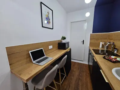 Cuisine ou kitchenette dans l'établissement Suite chic, contemporaine au pied de la Cathédrale