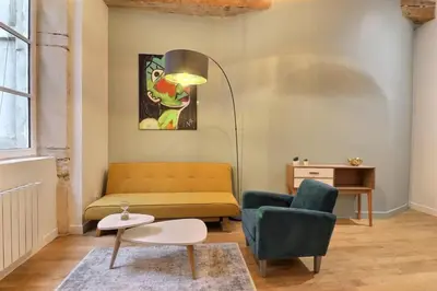 Coin salon dans l'établissement Le Pêcherie - Beautiful & Modern apartment - Lyon 1st