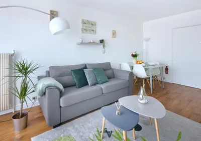 Coin salon dans l'établissement Appartement cosy - Tonkin, parc Tête d'or