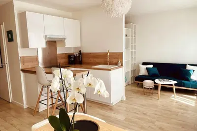 Cuisine ou kitchenette dans l'établissement Studio moderne avec parking - Quartier Montchat