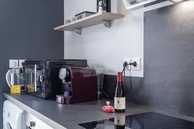 Cuisine ou kitchenette dans l'établissement Appartement bien équipé avec parking, Lyon 8