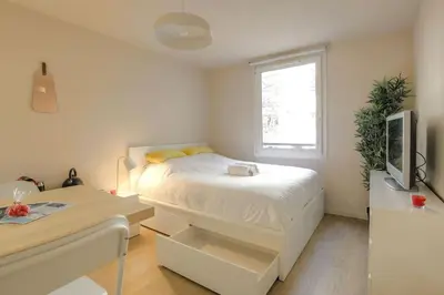 Un ou plusieurs lits dans un hébergement de l'établissement Studio harmonieux pour 2 personnes - Lyon 3