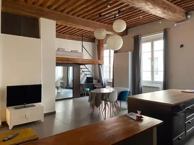 Cuisine ou kitchenette dans l'établissement Loft au coeur de Croix-Rousse - Lyon pour 2 pers
