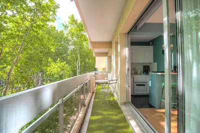 Balcon ou terrasse dans l'établissement Appartement moderne proche Lyon 6ème