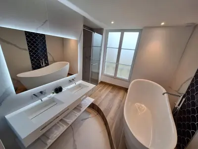 Salle de bains dans l'établissement La Rose des delices