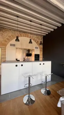 Cuisine ou kitchenette dans l'établissement Le panorama
