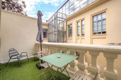Balcon ou terrasse dans l'établissement Joli studio climatisé avec terrasse - Lyon centre