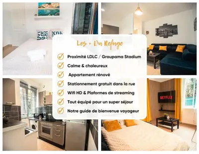 Un ou plusieurs lits dans un hébergement de l'établissement Le refuge - T2 Proximité LDLC Groupama Stadium