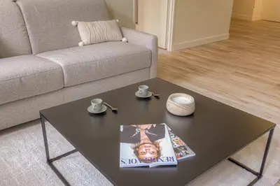 Coin salon dans l'établissement La suite Guillaume, T2 cosy contemporain