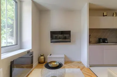 Cuisine ou kitchenette dans l'établissement Superbe appartement, deux chambres, St-Didier