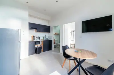 Cuisine ou kitchenette dans l'établissement Chaleureux appartement T2 au calme et climatisé proximite centre lyon