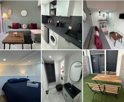Cuisine ou kitchenette dans l'établissement Petit Boudoir Lyonnais neuf terrasse climatisé